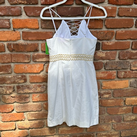 Lilly Pulitzer Trista Resort White Gold Lined Shift Sheath Dress 6 Zip Up NWT - Picture 4 of 17